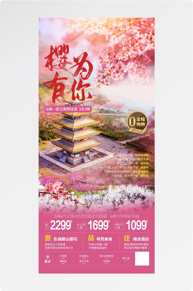 樱花节节日旅游浪漫出游露营春天活动宣传海报