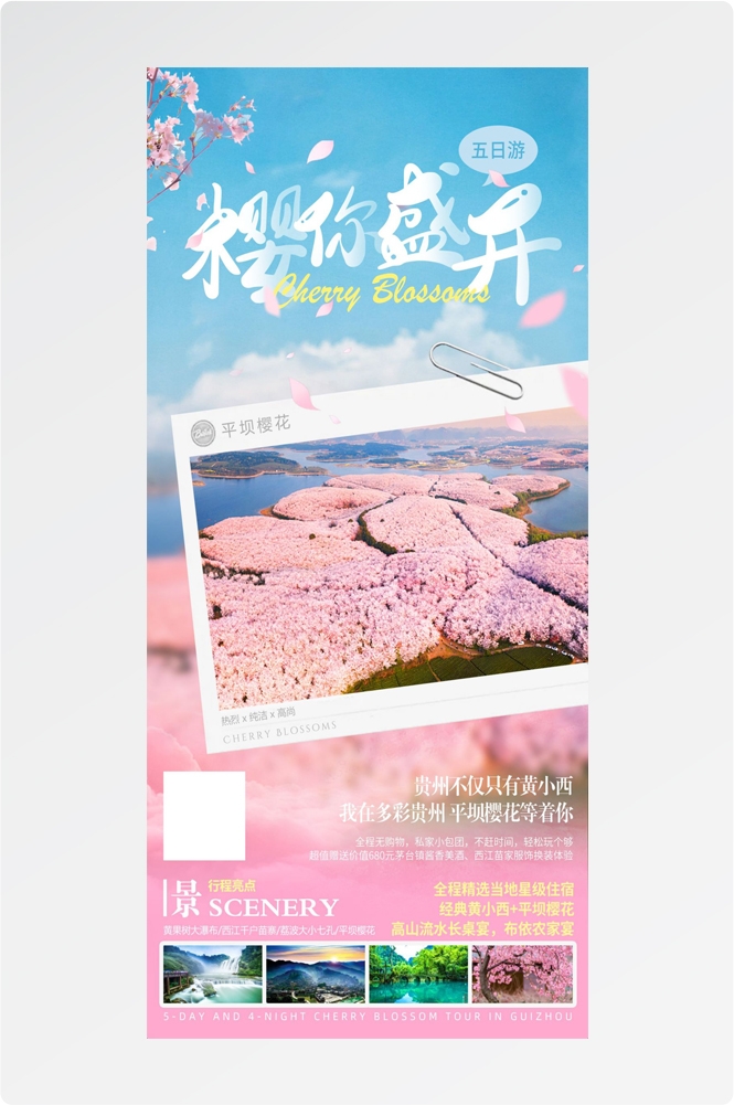 樱花节节日旅游浪漫出游露营春天活动宣传海报