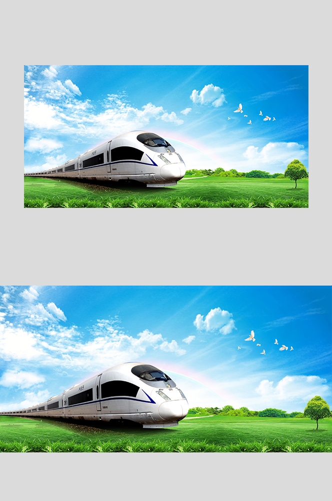 高铁疾驰横版海报图片