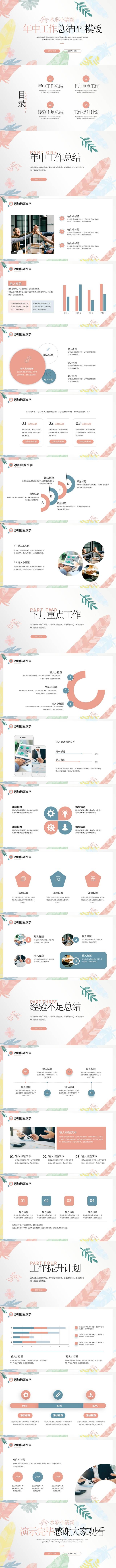 小清新工作总结高级感简约商务汇报教师教学课件 (13)