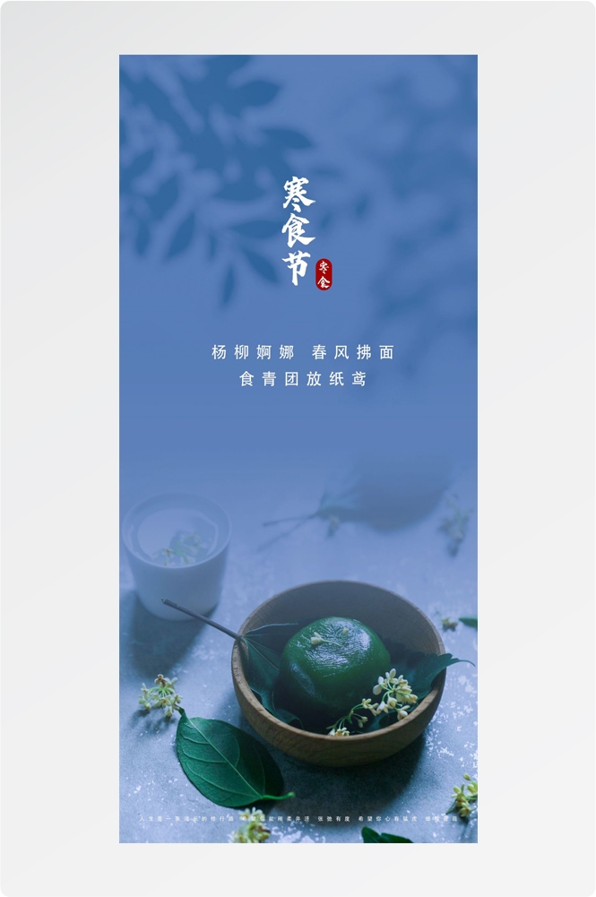 寒食节青团冷食踏青郊游追思传统文化节日宣传海报插画 (24)