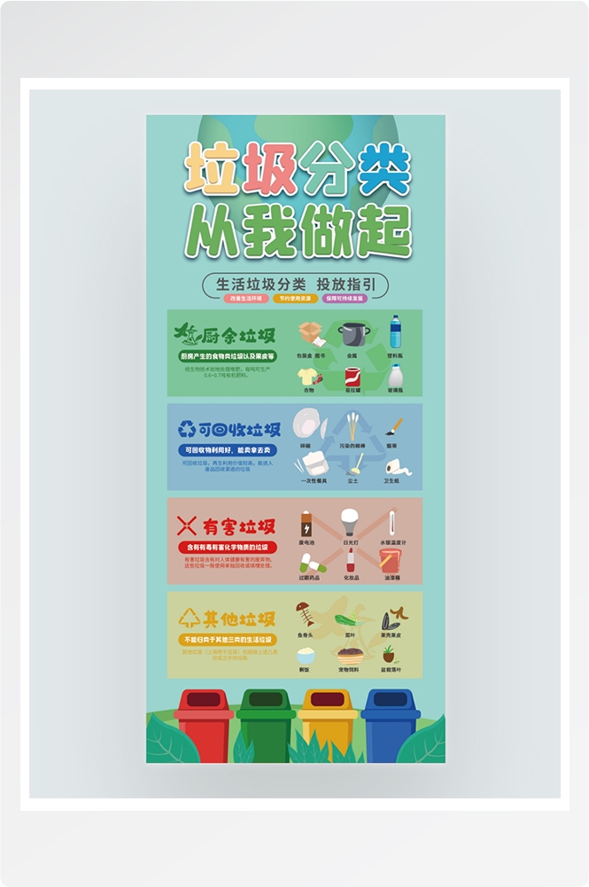 社区垃圾分类宣传标语公益宣传系列海报背景元素