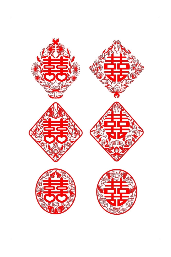 中式传统古典婚礼纹样中国风喜字喜庆元素装饰图案 (3)