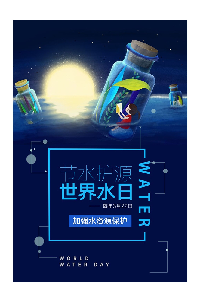 公益活动PSD海报模板世界水日珍惜水资源促销宣传海报展板 (1)