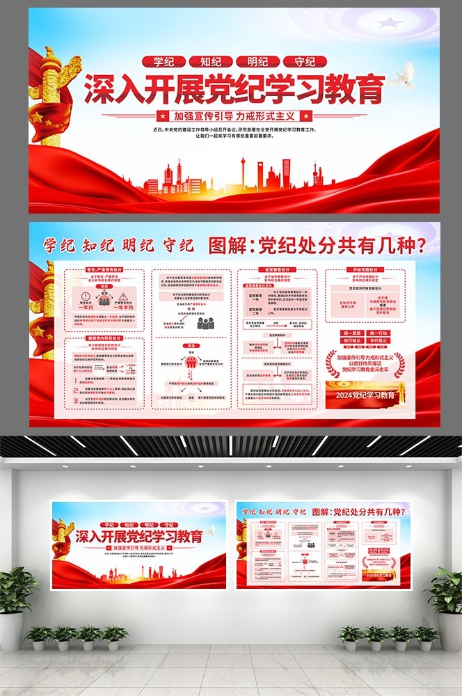 开展2024党纪学习教育党建宣传栏展板图片素材10