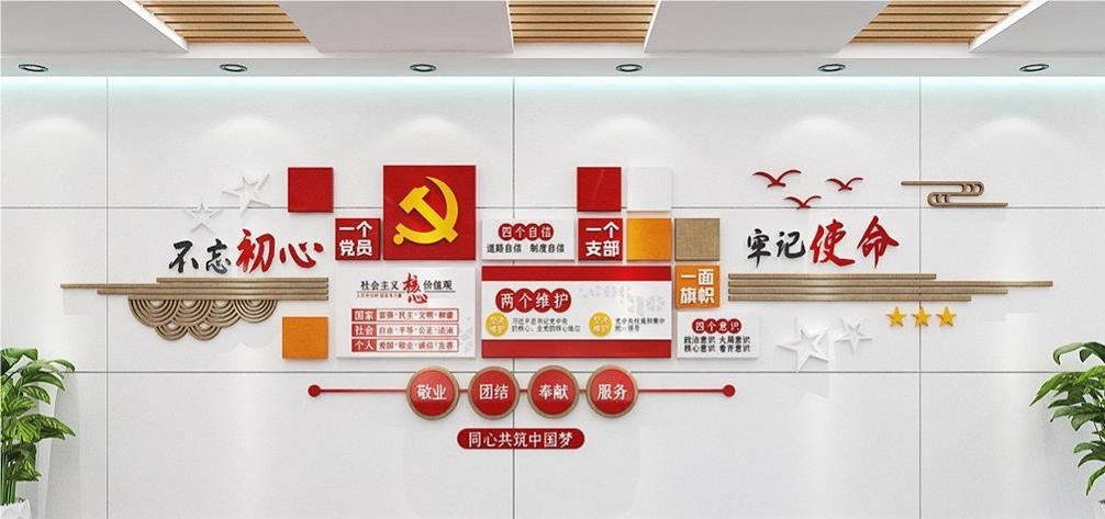 党建文化墙四个意识四个自信两个维护92