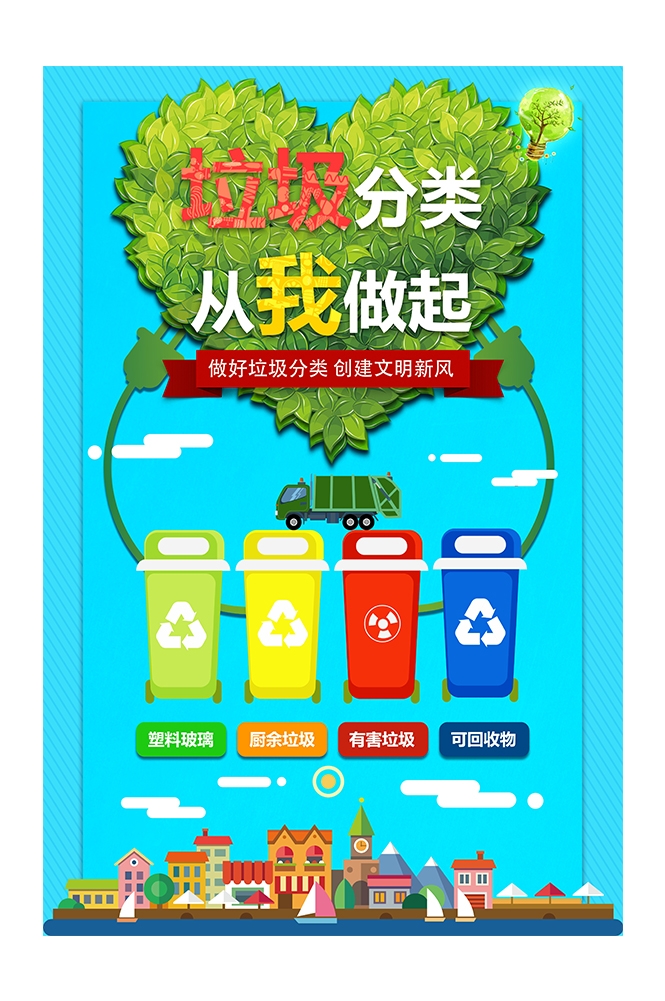 公益活动PSD海报模板垃圾分类文明城市环保促销宣传海报展板 (10)