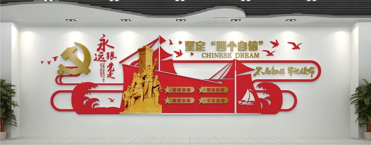 党建文化墙四个意识四个自信两个维护29