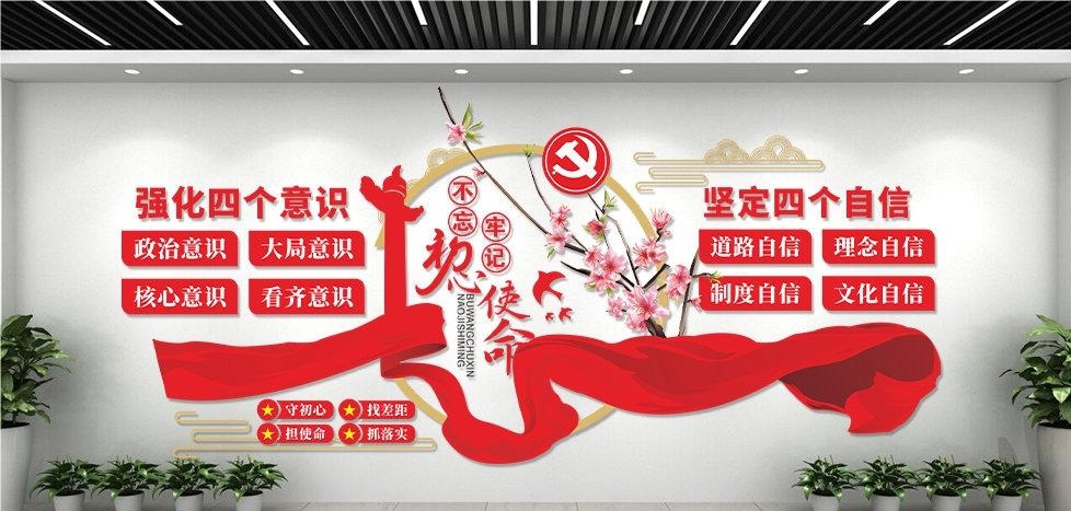 党建文化墙四个意识四个自信两个维护95