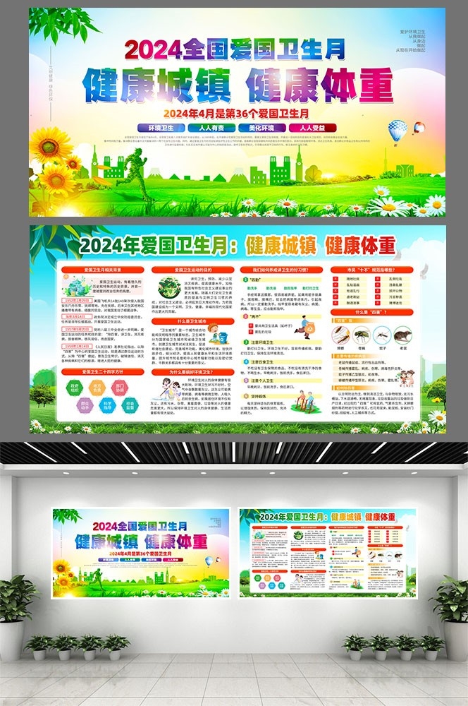 2024年爱国卫生月健康城镇健康体重素材2