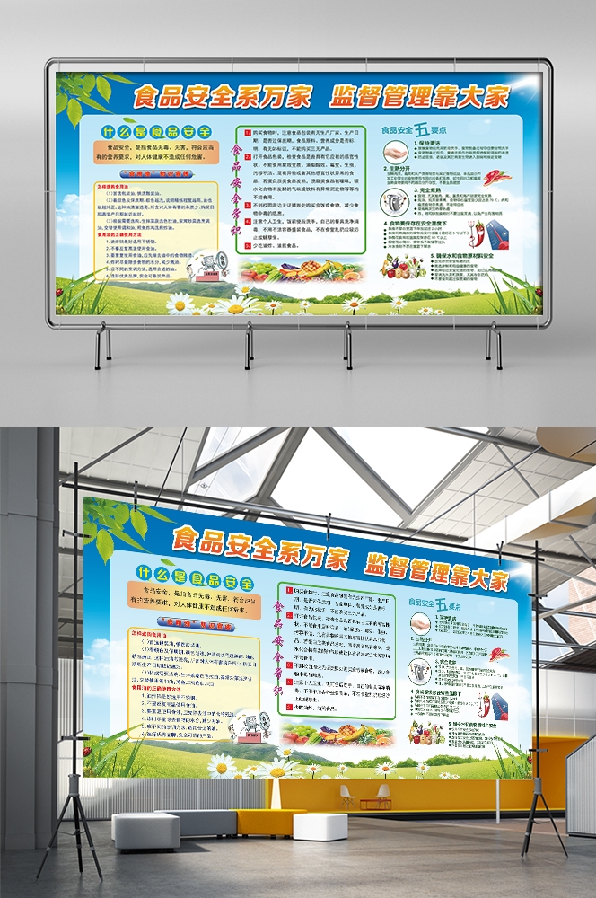 公益活动PSD海报模板关注食品安全健康卫生宣传海报展板 (8)