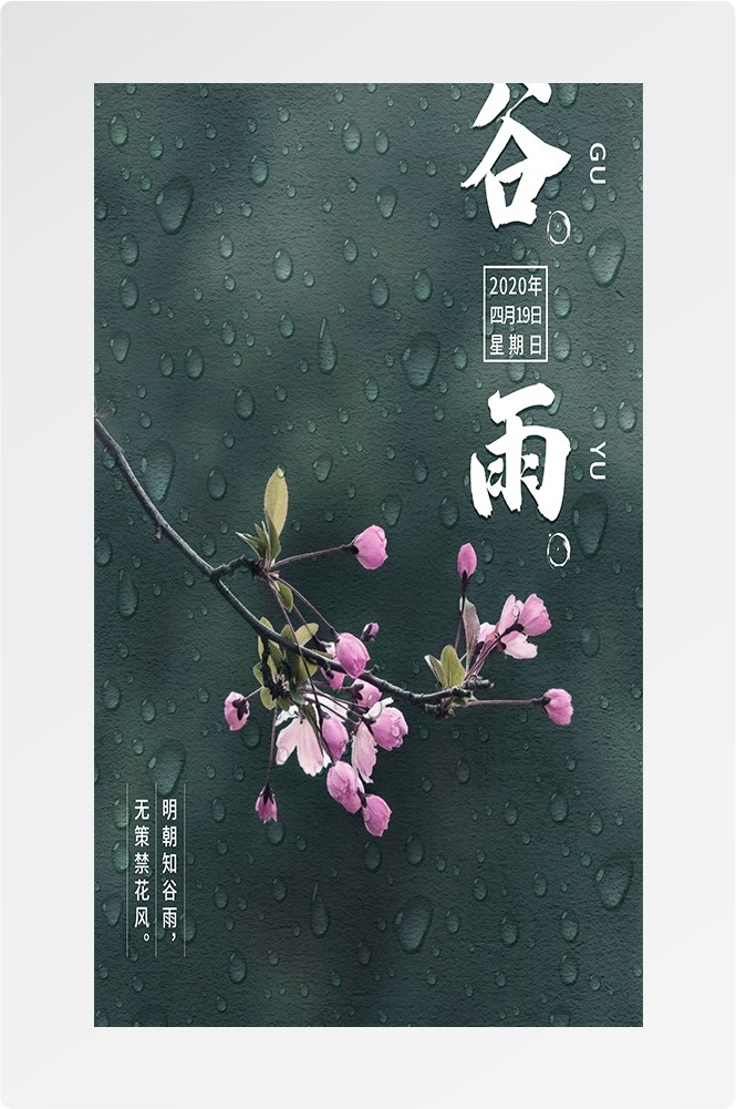 二十四节气四月春天春季谷雨中国风传统文化海报54
