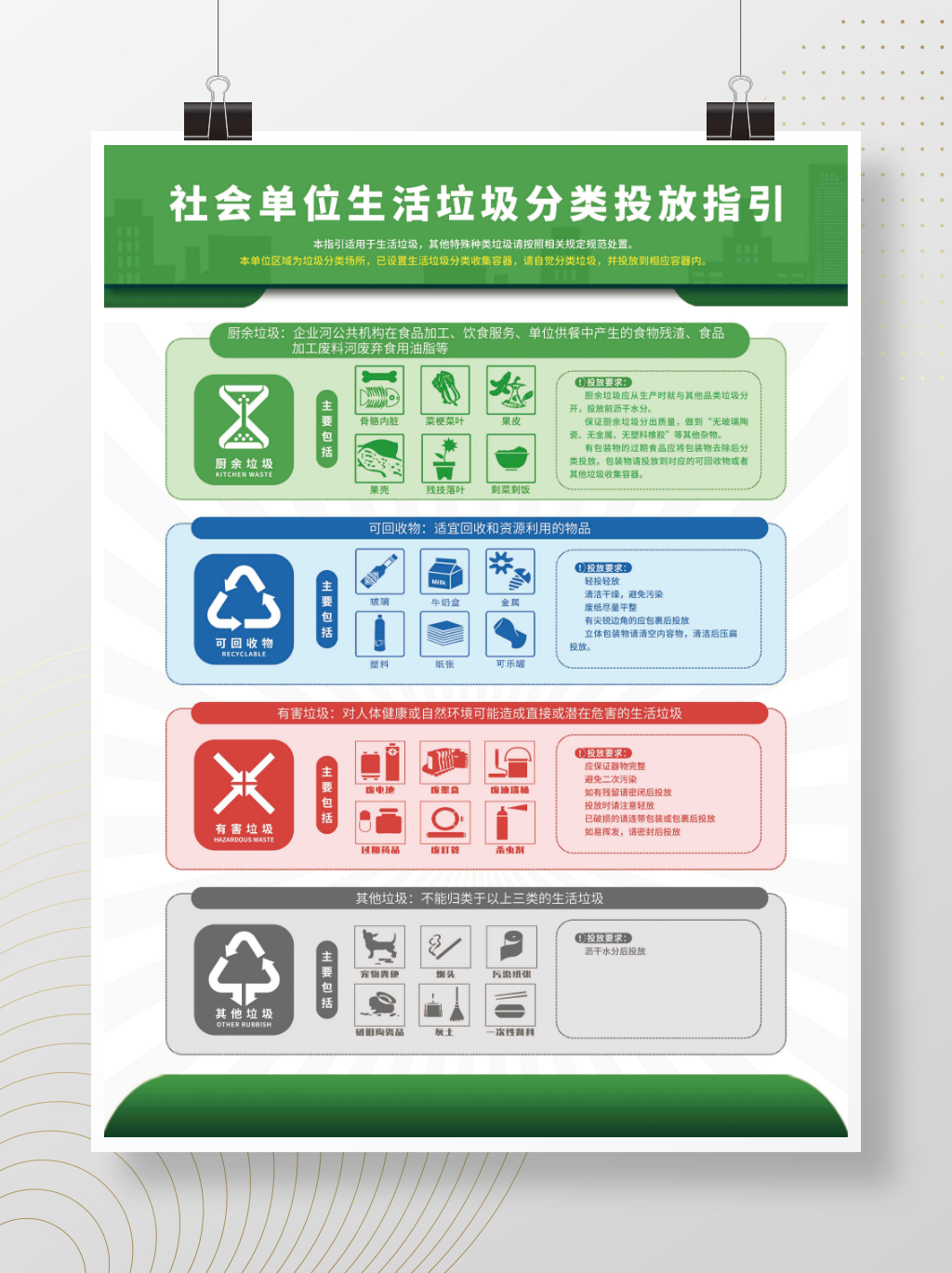 社区垃圾分类宣传标语公益宣传系列海报背景元素 (8)