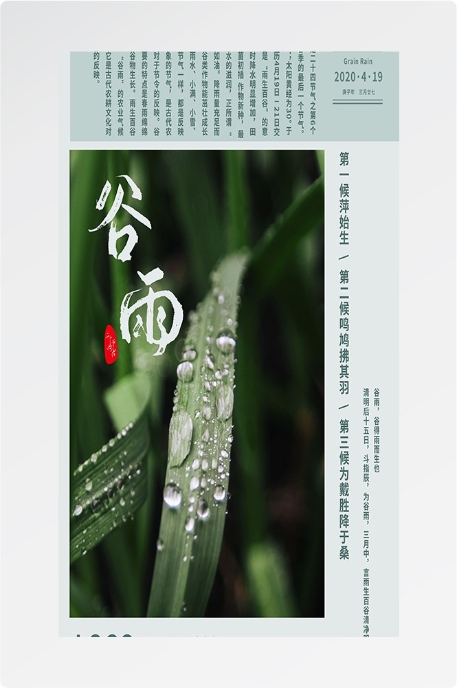二十四节气四月春天春季谷雨中国风传统文化海报58