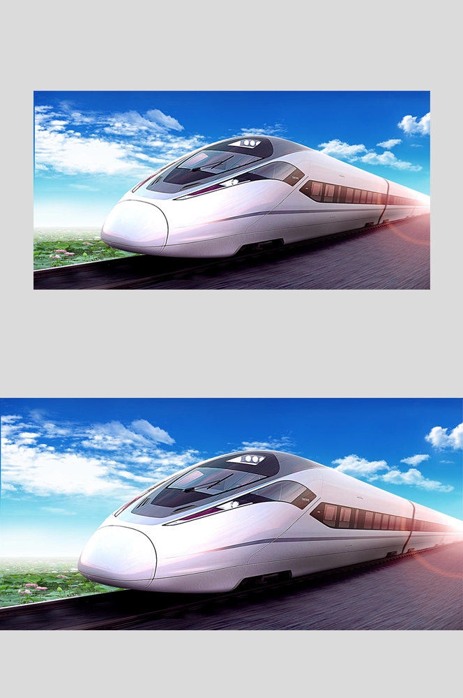 高铁疾驰横版海报图片