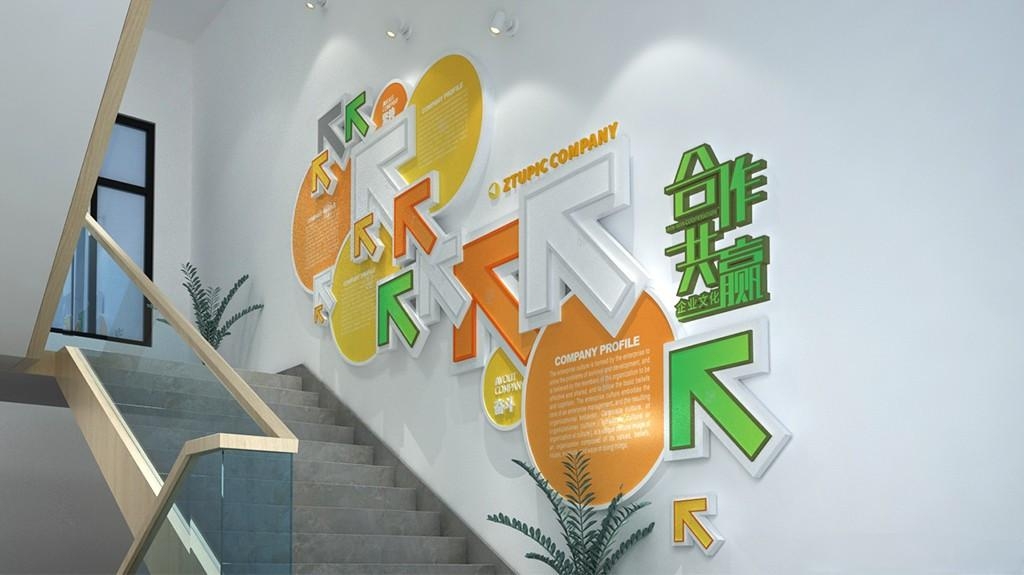 异形企业文化简介楼梯原创文化墙