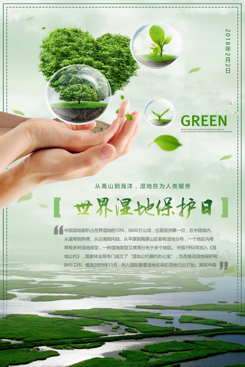 湿地日保护湿地环保促销宣传单广告设计素材