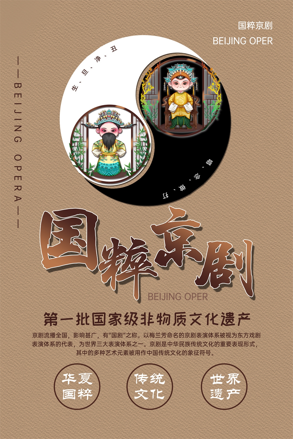 竖版中国传统艺术昆曲粤剧国粹京剧戏曲文化展板海报