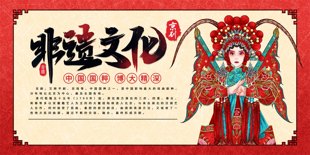 横版中国传统艺术昆曲粤剧国粹京剧戏曲文化展板海报 (29)