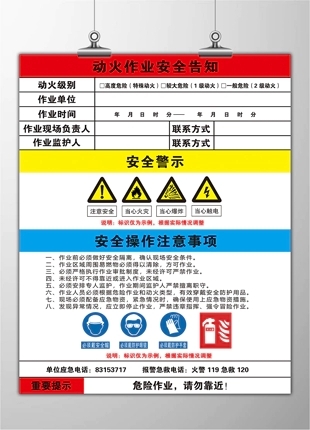 动火作业安全告知围栏挂图展板