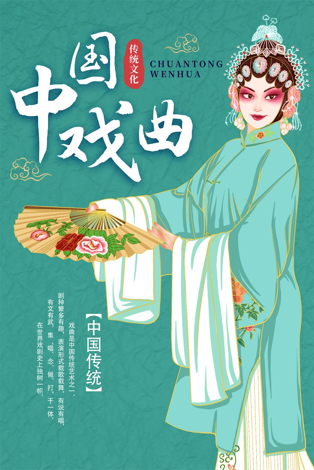 竖版中国传统艺术昆曲粤剧国粹京剧戏曲文化展板海报
