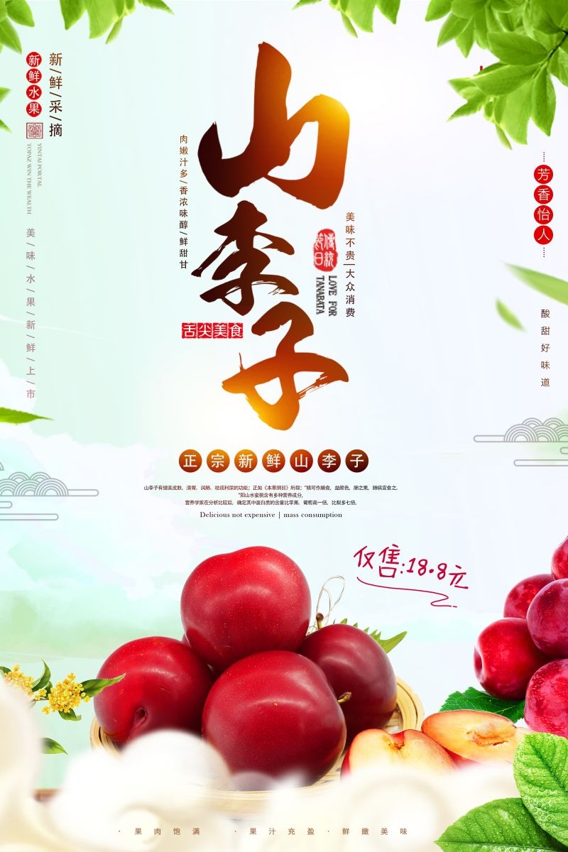 新鲜李子海报展板背景促销宣传素材 (14)