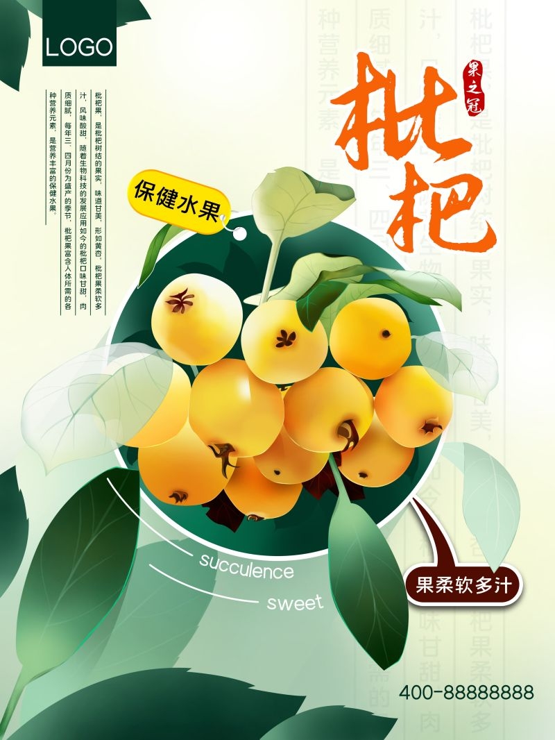 新鲜枇杷海报展板背景促销宣传素材 (9)