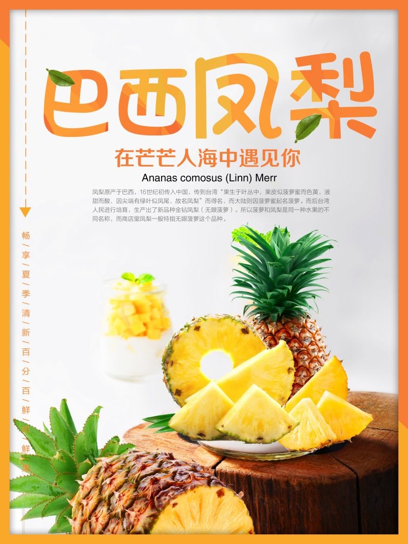 新鲜菠萝海报展板背景促销宣传素材 (6)
