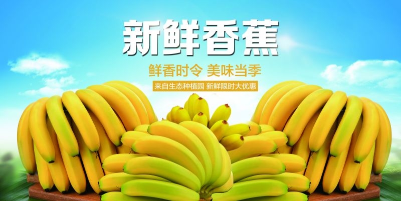 新鲜香蕉海报展板背景促销宣传素材 (10)