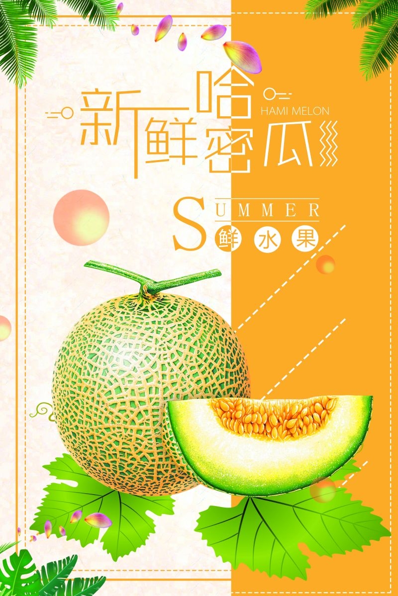 新鲜哈密瓜海报展板背景促销宣传素材 (11)