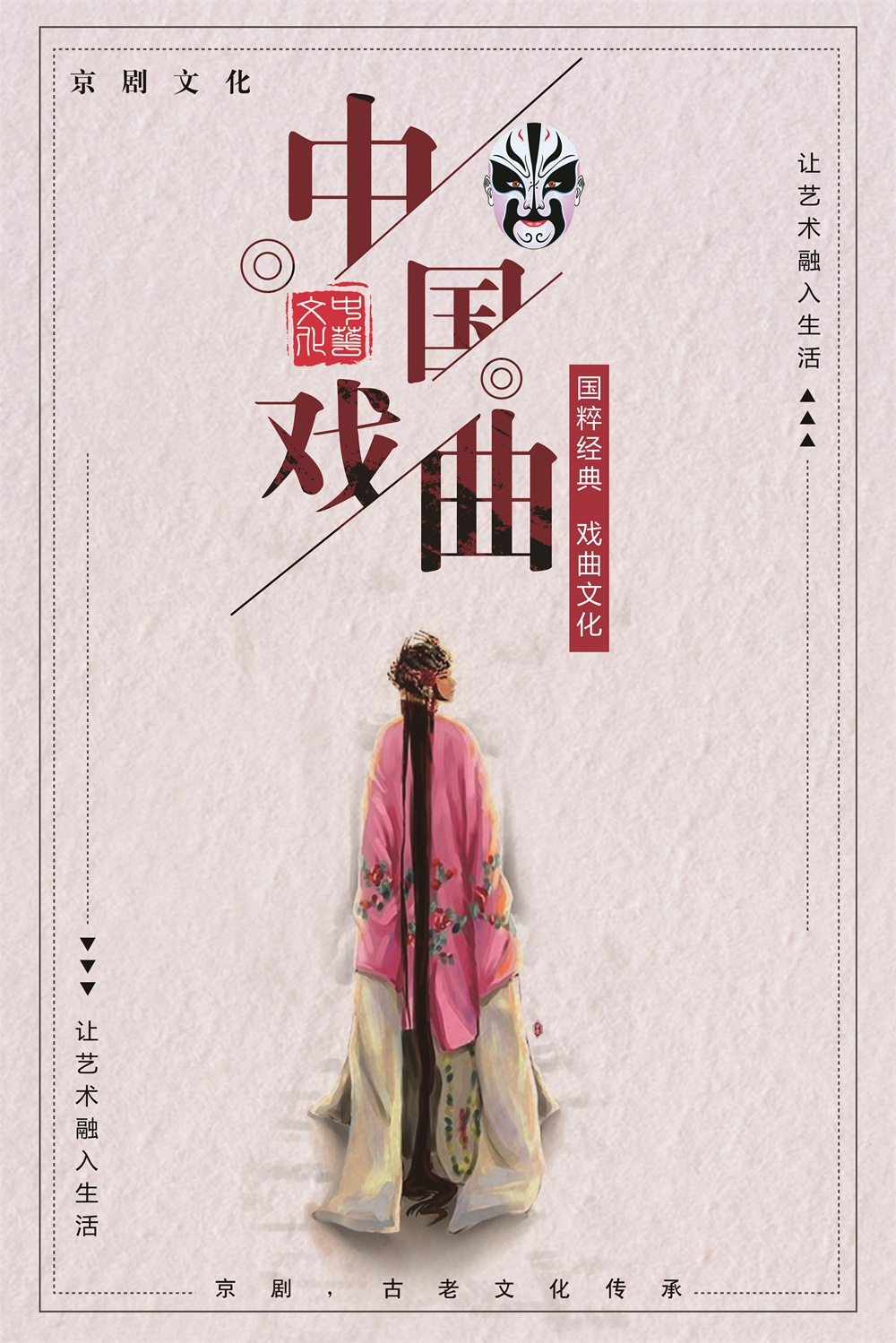 竖版中国传统艺术昆曲粤剧国粹京剧戏曲文化展板海报