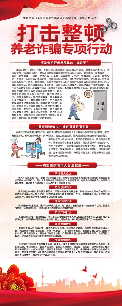 打击整治养老诈骗专项行动展板海报三折页