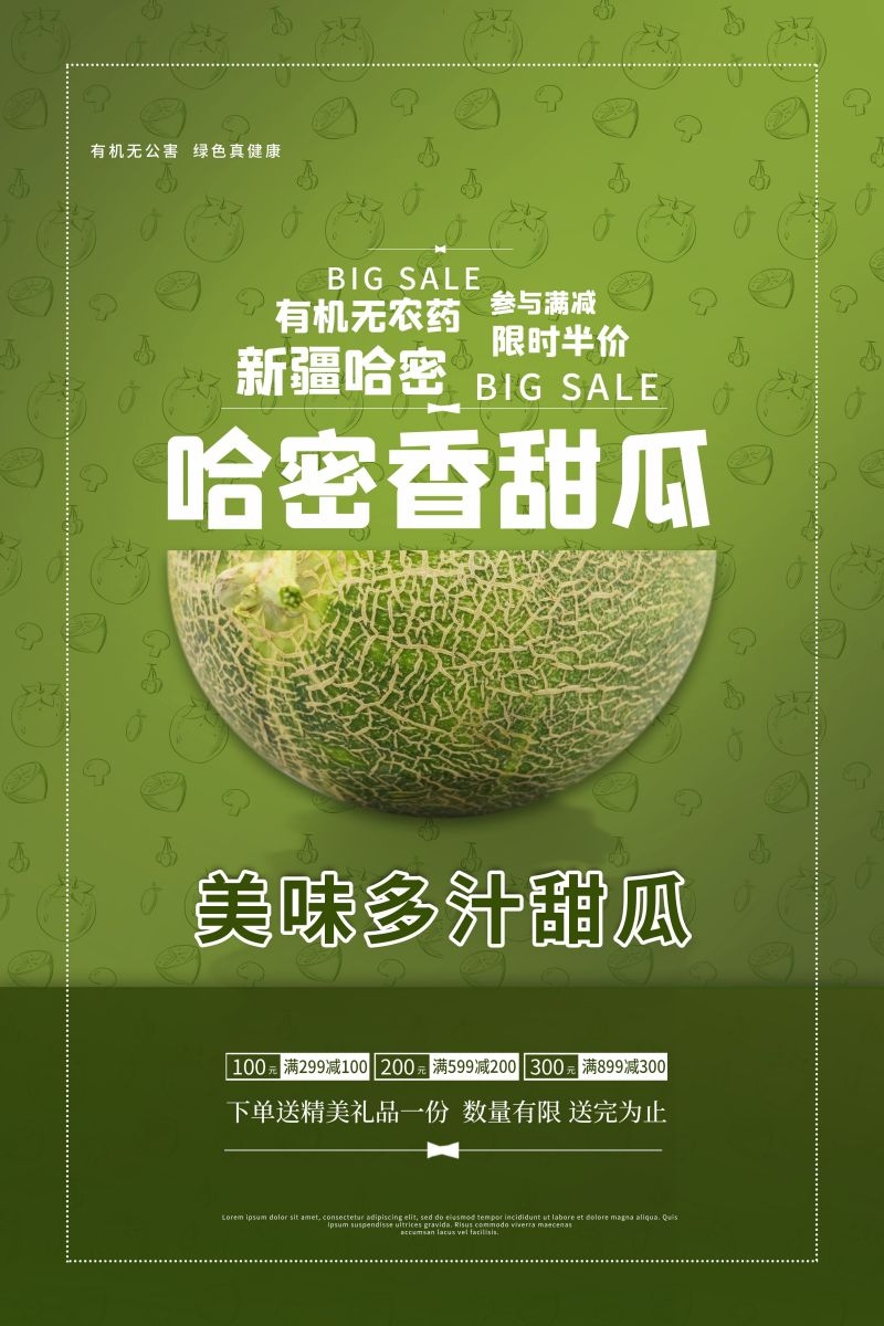新鲜哈密瓜海报展板背景促销宣传素材 (15)