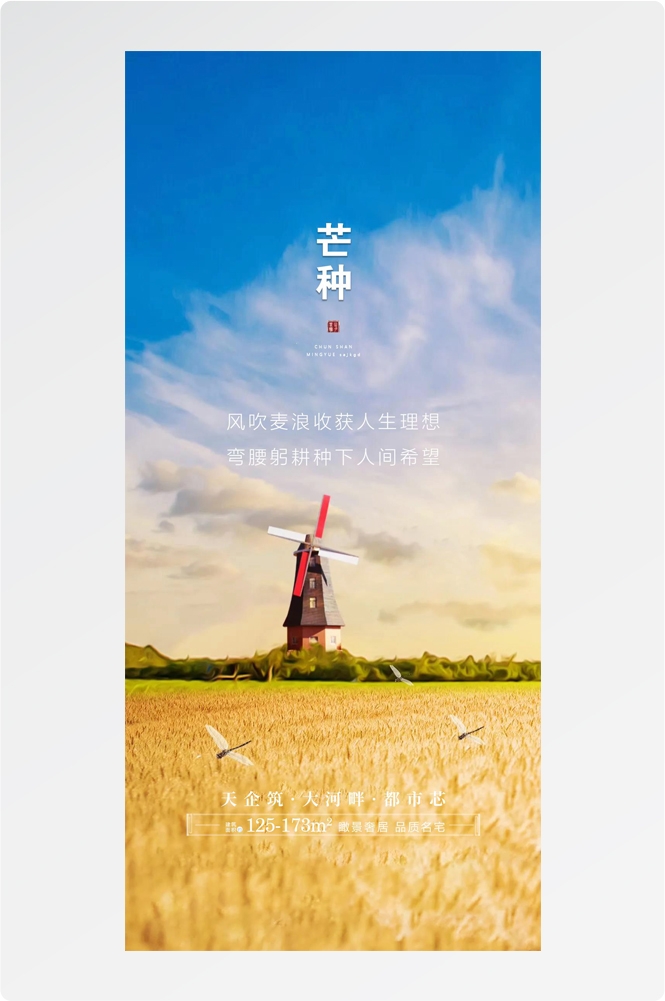 二十四24节气芒种小麦风景海报 (14)