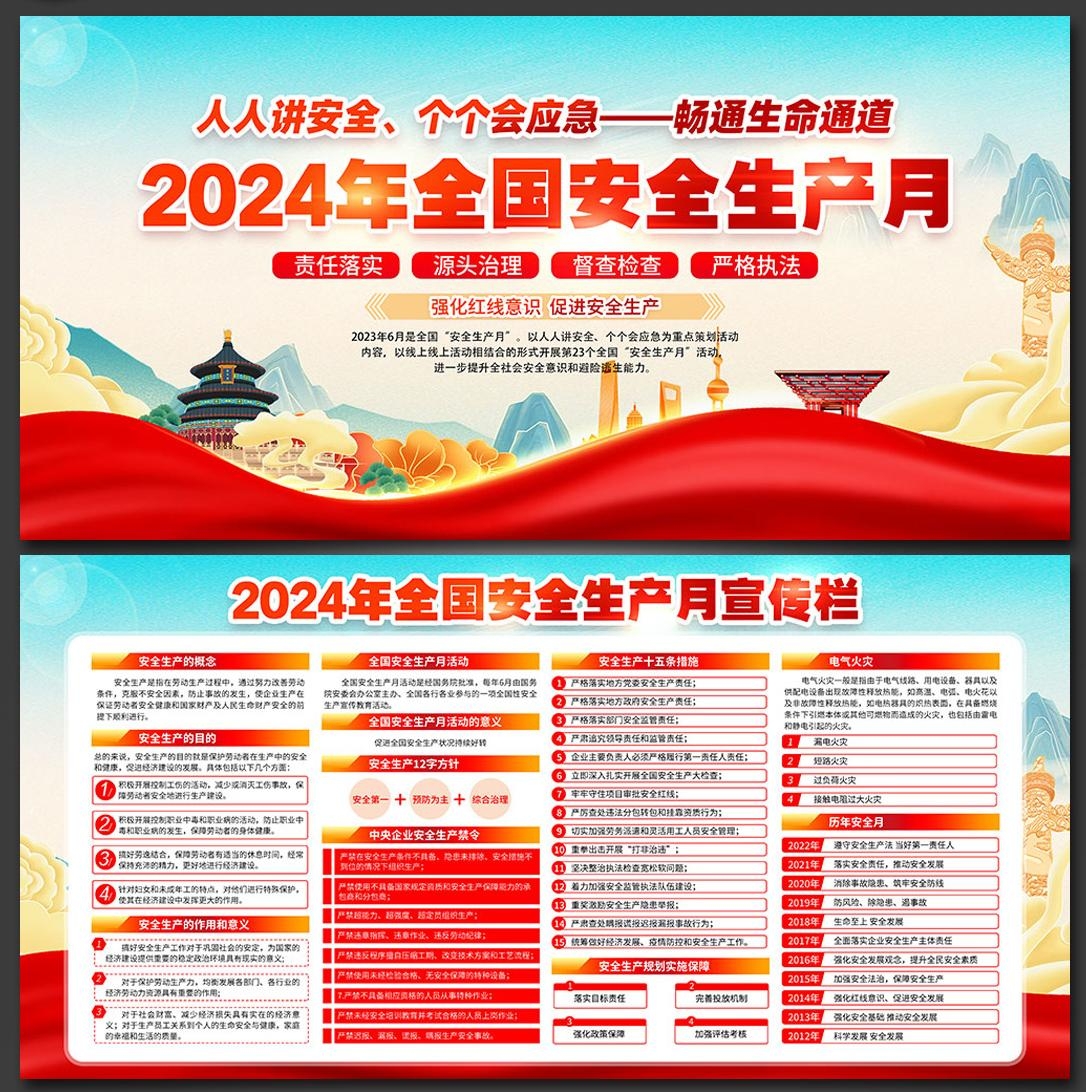 2024年安全生产月展板宣传栏
