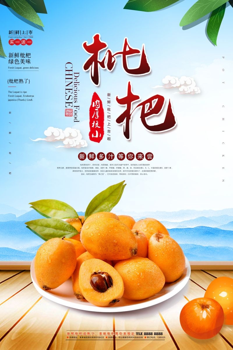 新鲜枇杷海报展板背景促销宣传素材 (22)