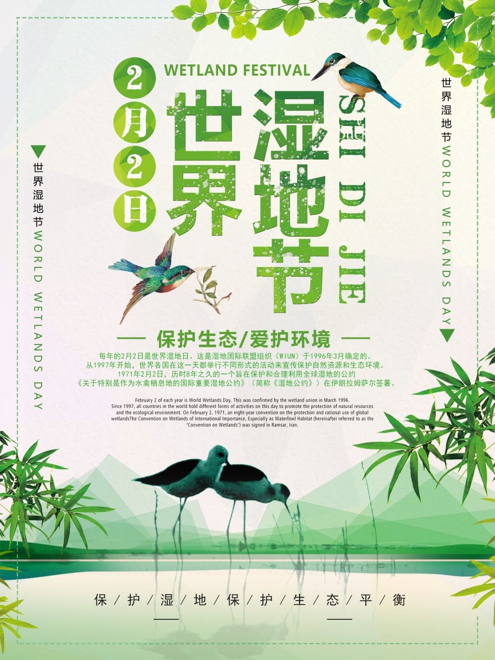 湿地日保护湿地环保促销宣传单广告设计素材 (1)