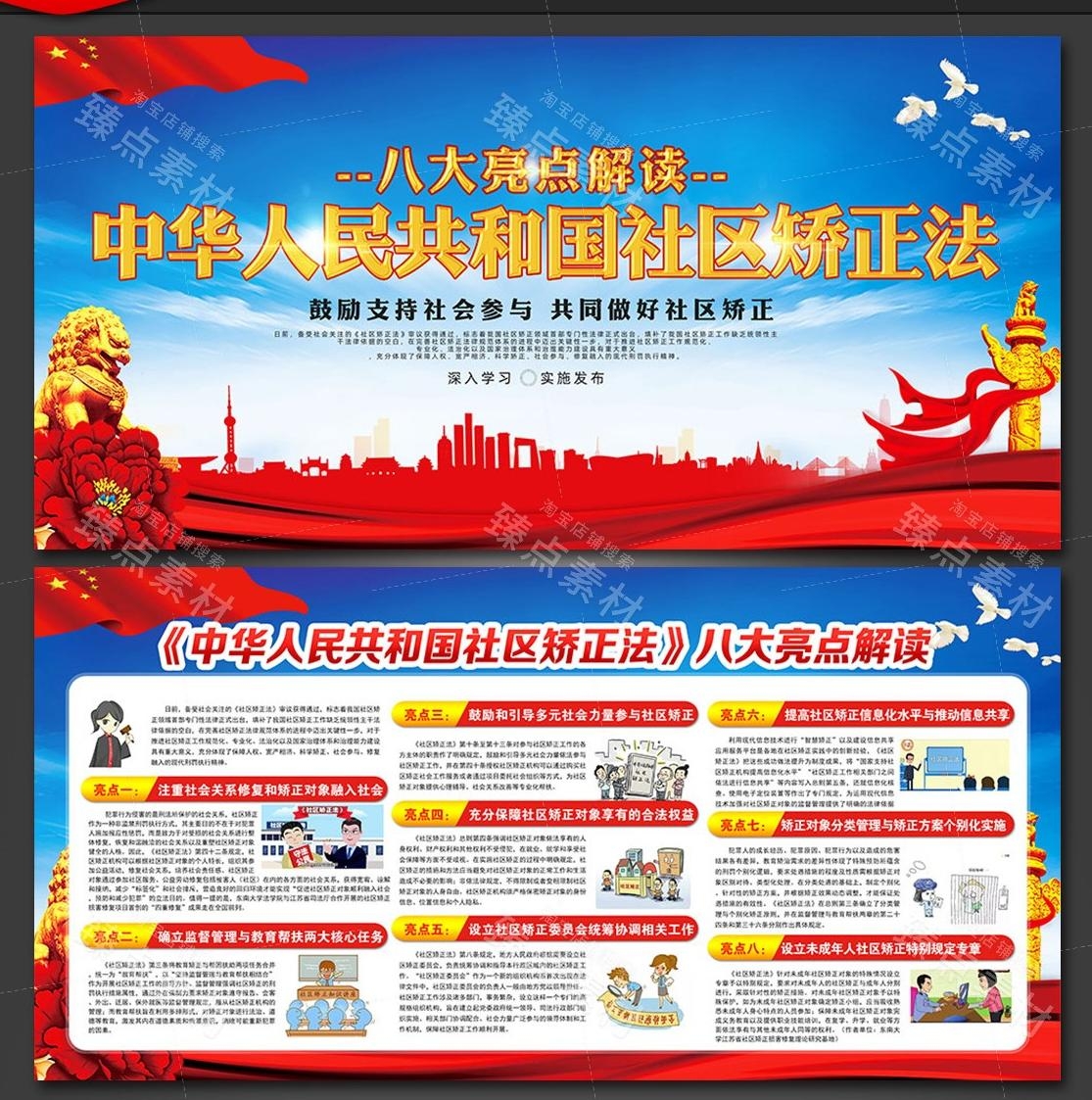 一图读懂社区矫正法展板知识亮点宣传栏海报图片模版素材