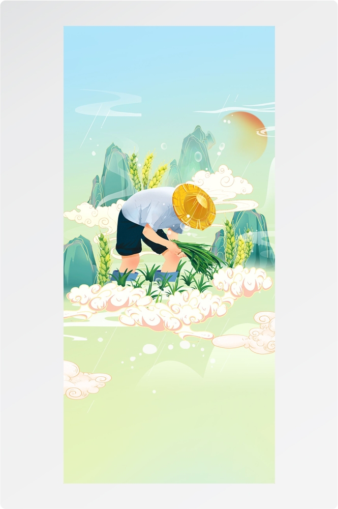 二十四24节气小麦芒种海报宣传插画 (24)