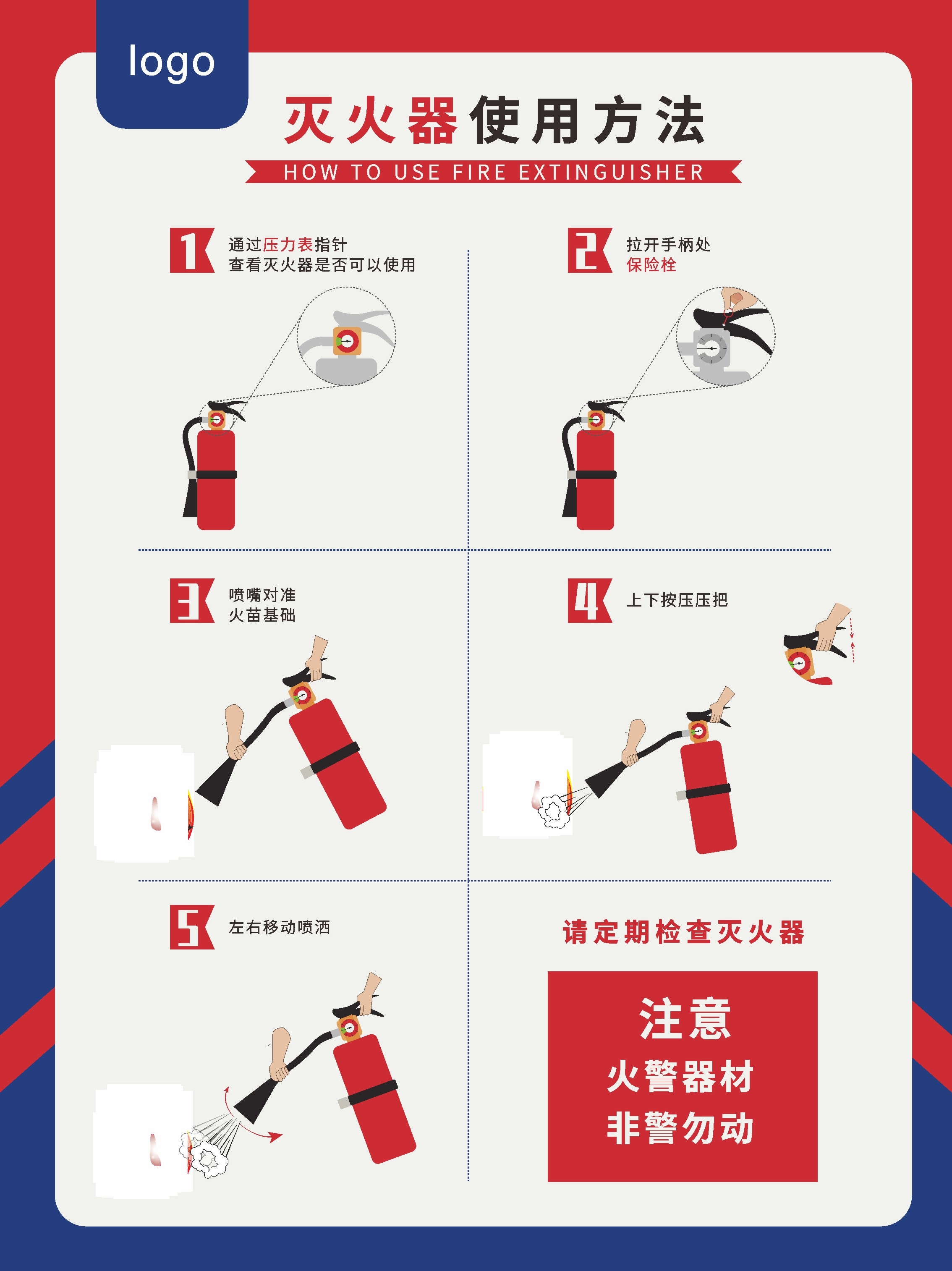 灭火器使用方法海报背景展板素材40