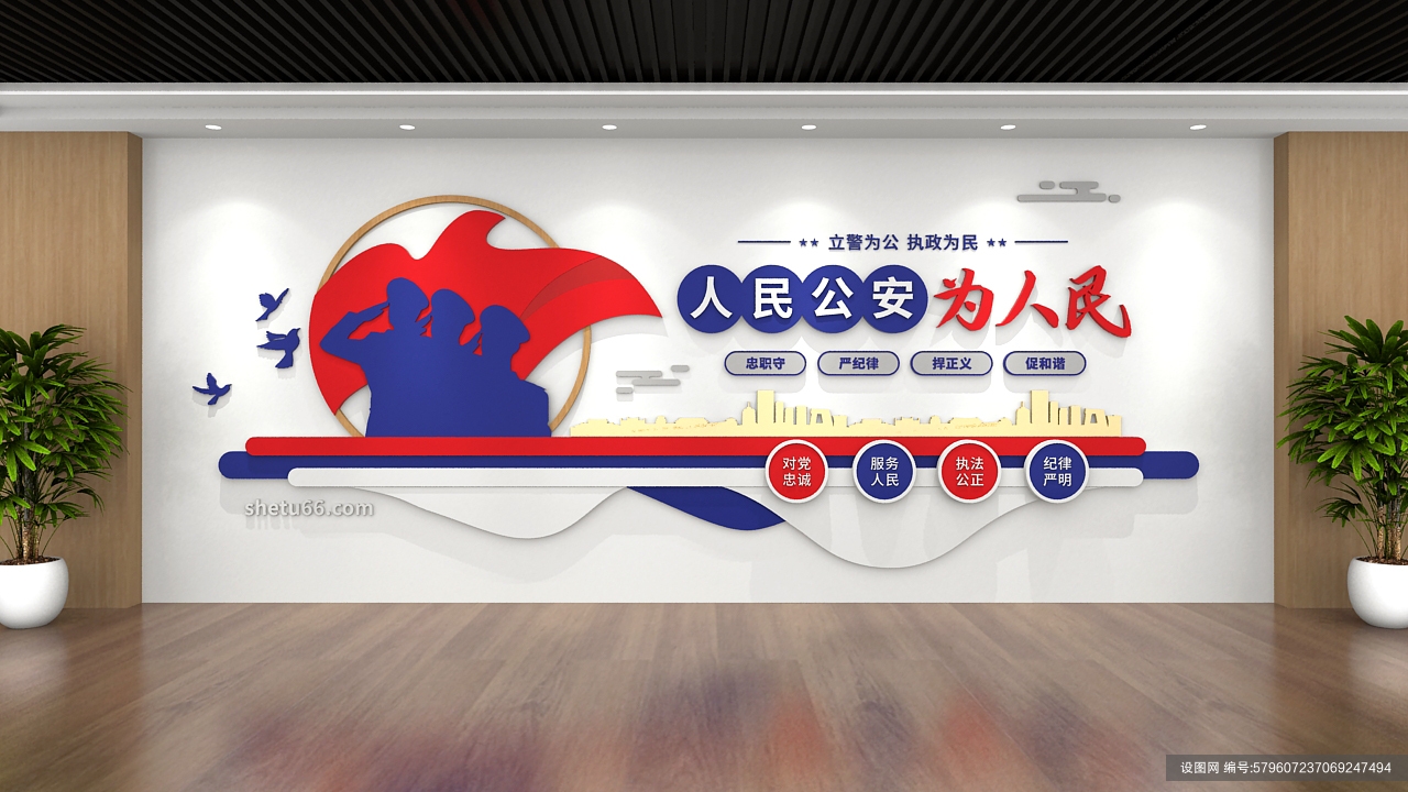 人民公安为人民人民警察之家党建文化墙