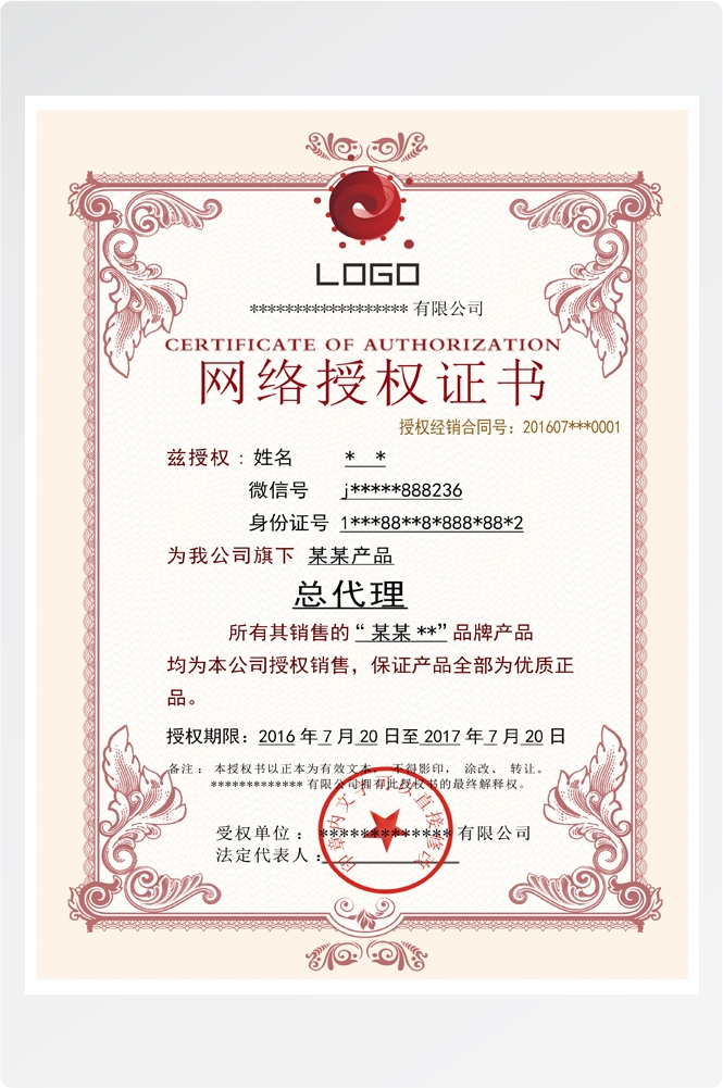 竖版商业代理授权书荣誉毕业聘证书奖状psd分层模板设计素材