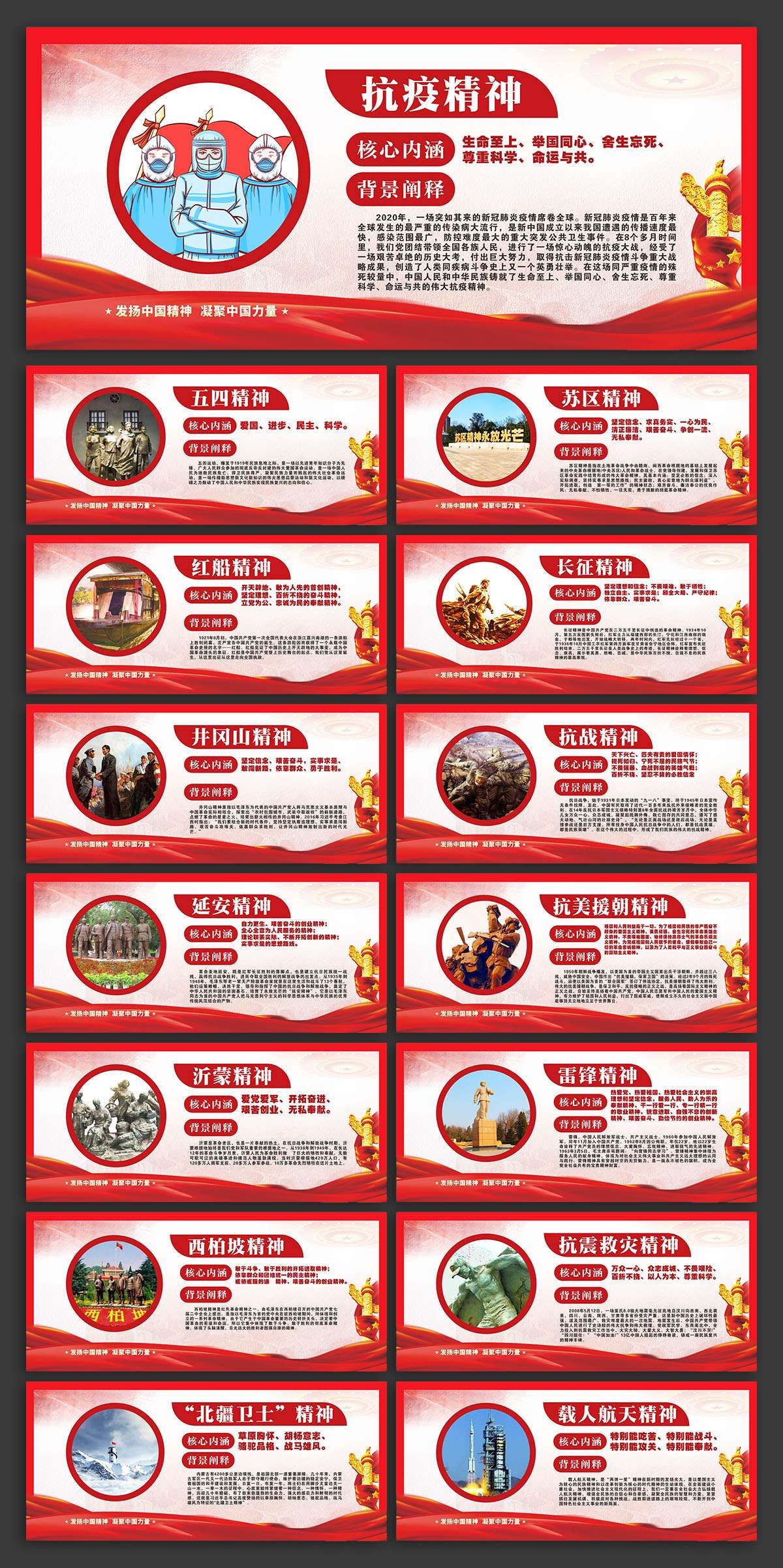 弘扬中国精神谱系红色主题展板海报挂图素材 (11)