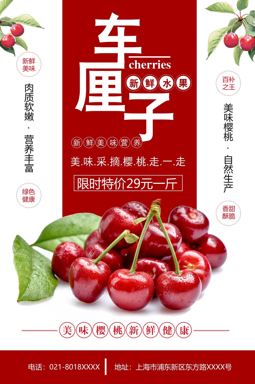 车厘子新鲜果蔬水果促销海报展板 (14)