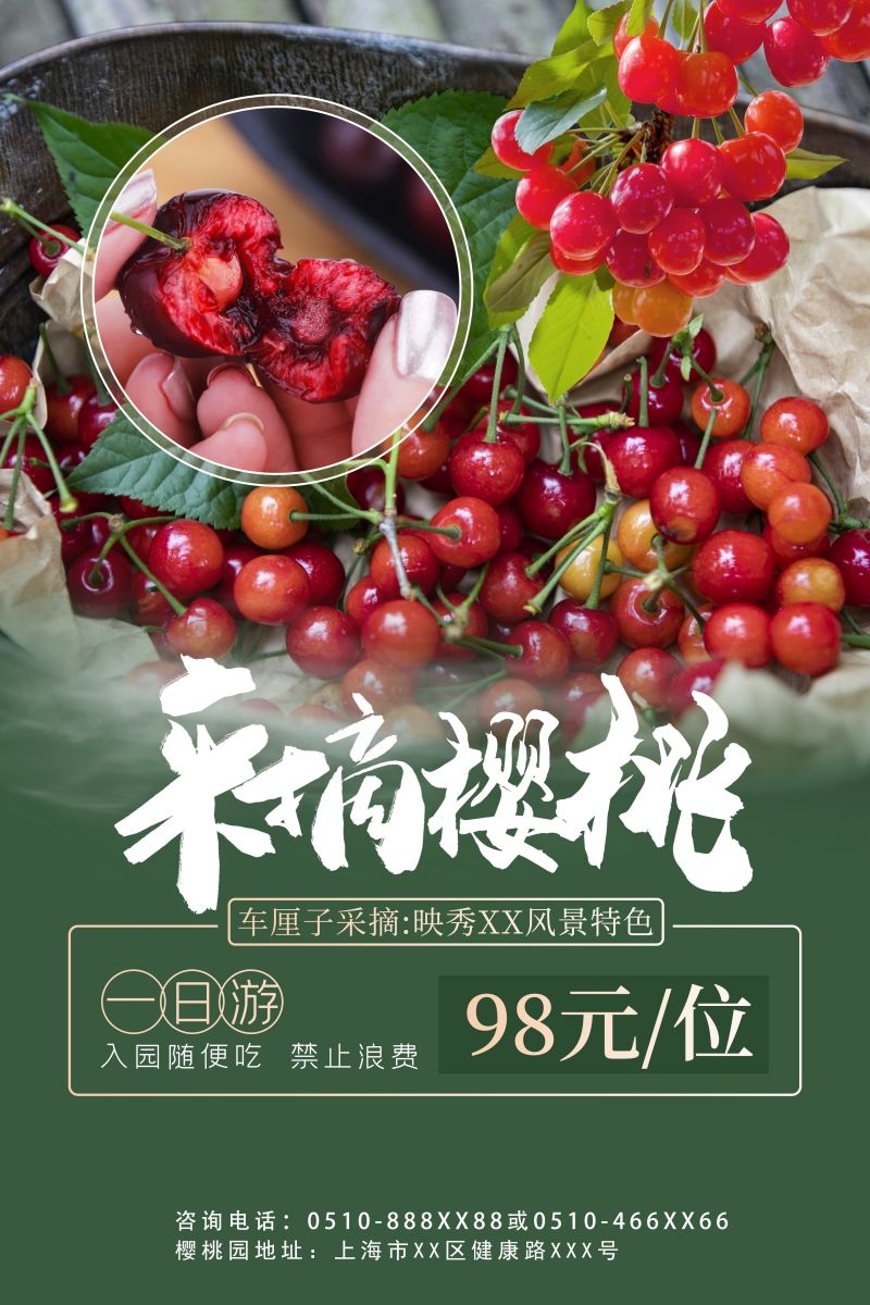 新鲜的樱桃促销宣传单海报展板背景广告设计素材 (48)
