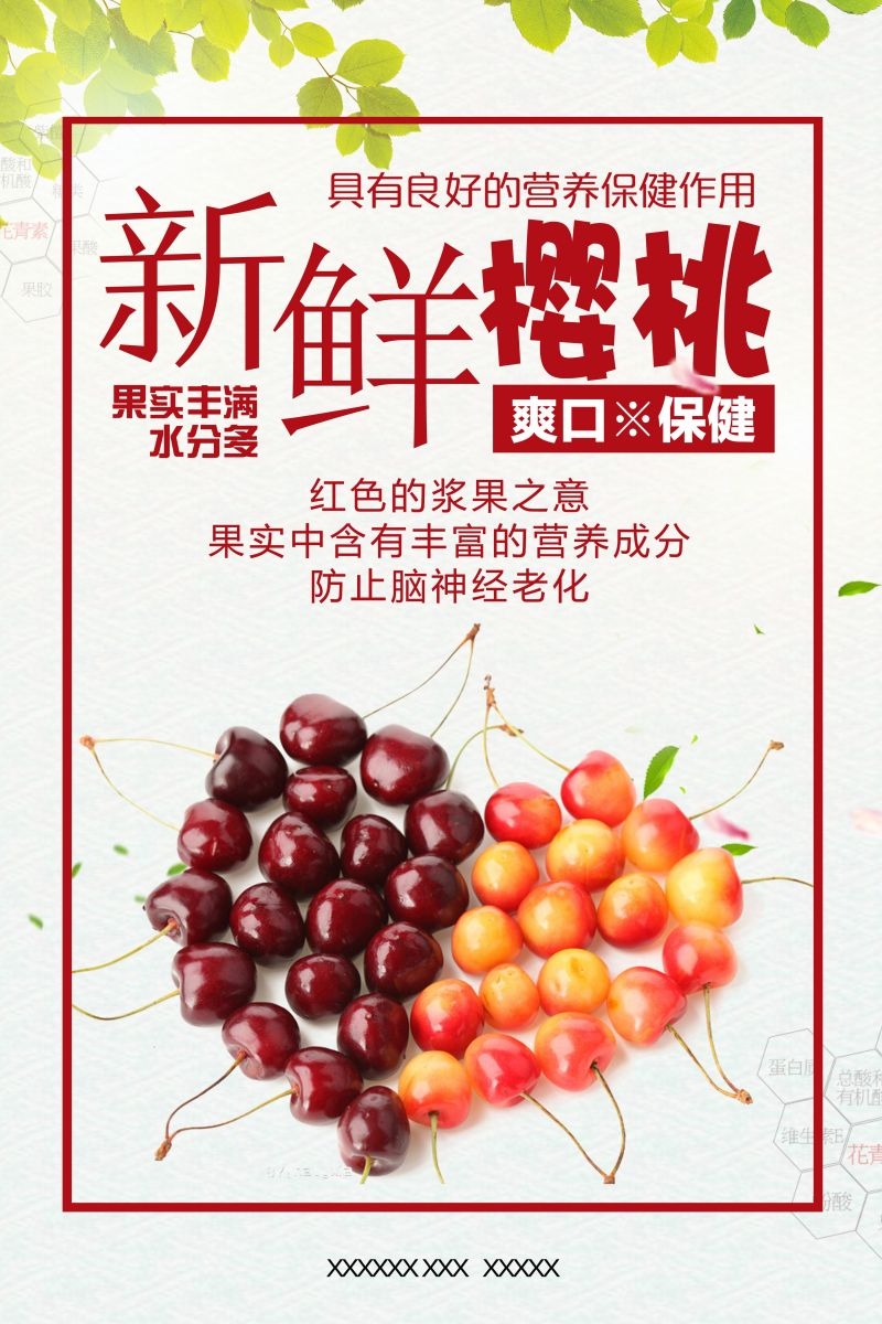 新鲜的樱桃促销宣传单海报展板背景广告设计素材 (32)