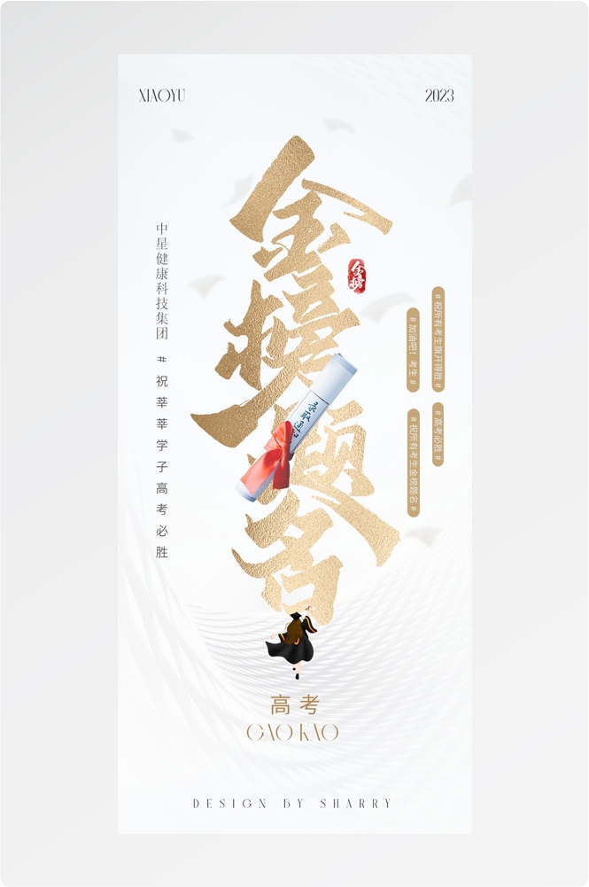 高考金榜题名插画海报易拉宝 (7)