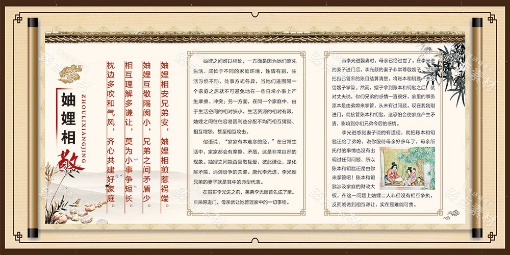 中国风家规家风家教社区宣传展板传统美德家训海报图片素材