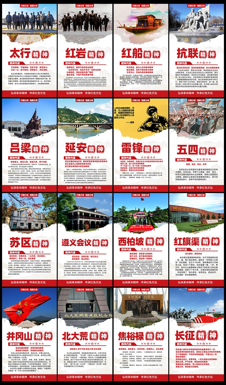 弘扬中国精神谱系红色主题展板海报挂图素材