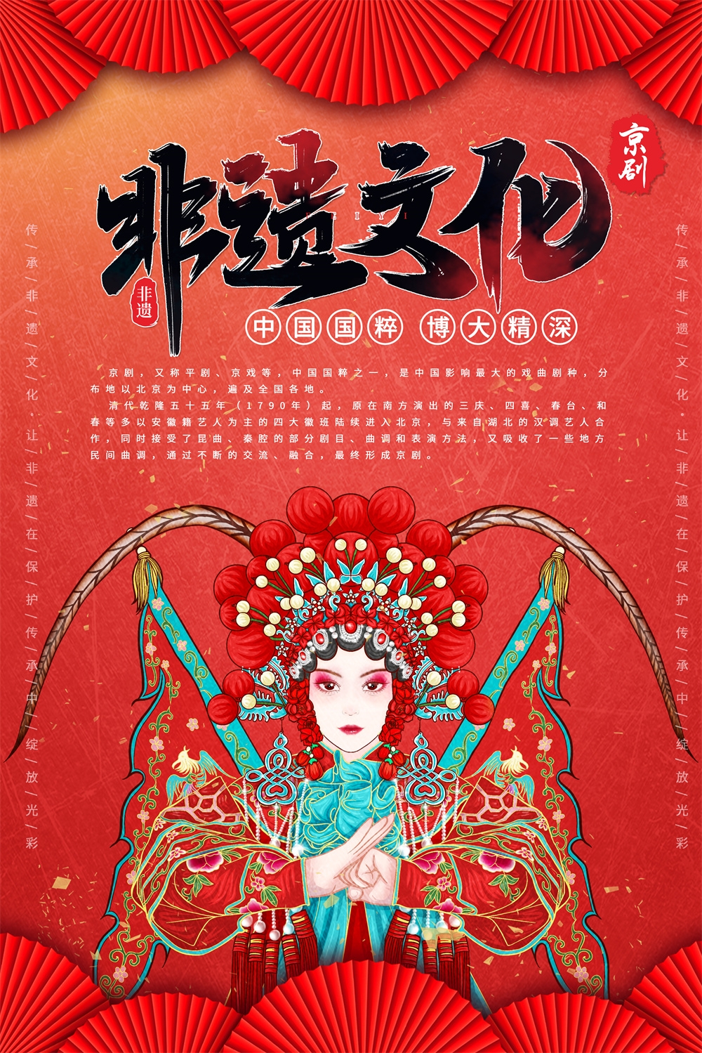 竖版中国传统艺术昆曲粤剧国粹京剧戏曲文化展板海报 (22)